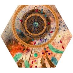 Dream Catcher Colorful Vintage Wooden Puzzle Hexagon by Cemarart