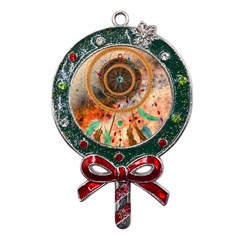 Dream Catcher Colorful Vintage Metal X mas Lollipop With Crystal Ornament by Cemarart
