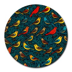 Bird Pattern Colorful Round Mousepad by Cemarart