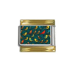 Bird Pattern Colorful Gold Trim Italian Charm (9mm) by Cemarart