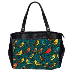 Bird Pattern Colorful Oversize Office Handbag (2 Sides)