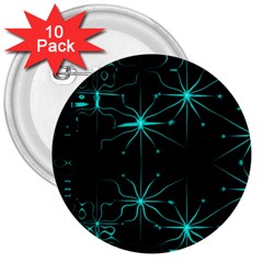 Space Time Abstract Pattern Alien Dark Green Pattern 3  Buttons (10 Pack) 