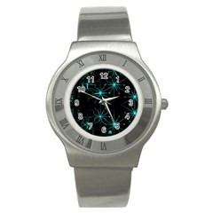 Space Time Abstract Pattern Alien Dark Green Pattern Stainless Steel Watch