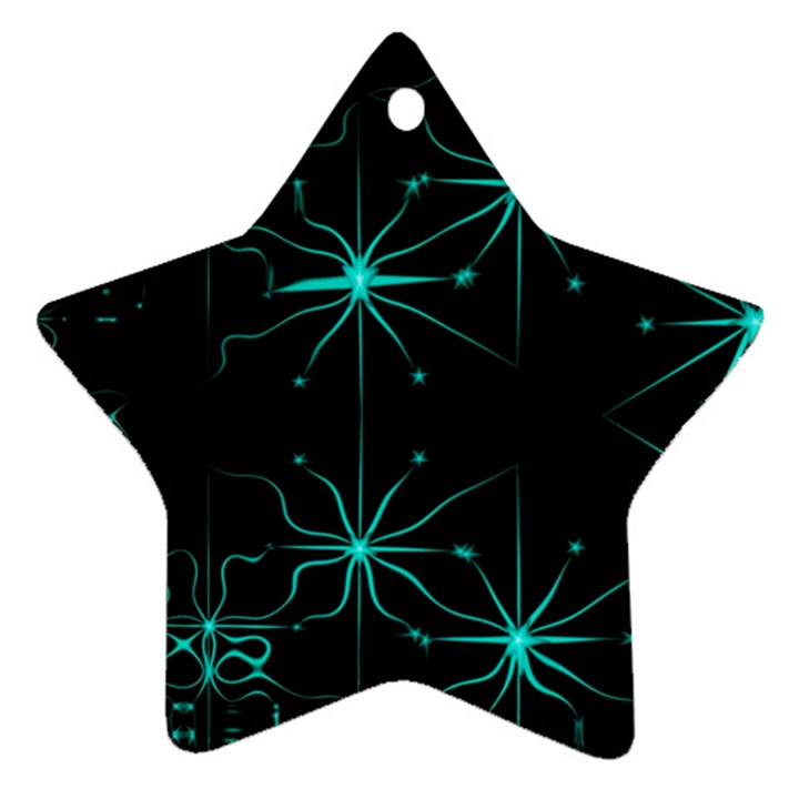 Space Time Abstract Pattern Alien Dark Green Pattern Star Ornament (Two Sides)