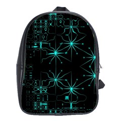 Space Time Abstract Pattern Alien Dark Green Pattern School Bag (large)