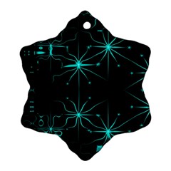 Space Time Abstract Pattern Alien Dark Green Pattern Ornament (snowflake)