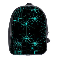 Space Time Abstract Pattern Alien Dark Green Pattern School Bag (xl)