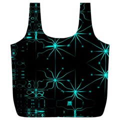 Space Time Abstract Pattern Alien Dark Green Pattern Full Print Recycle Bag (xl)