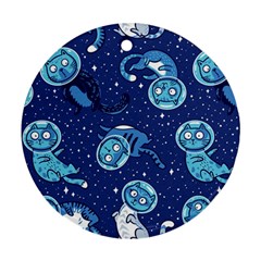 Cat Astronaut Space Suit Pattern Ornament (round)