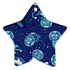 Cat Astronaut Space Suit Pattern Star Ornament (two Sides)