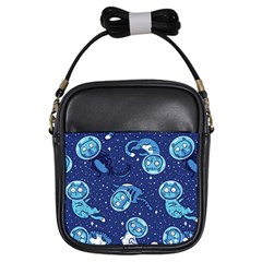 Cat Astronaut Space Suit Pattern Girls Sling Bag