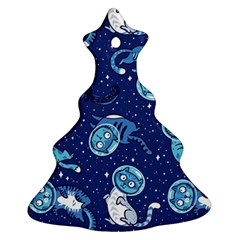 Cat Astronaut Space Suit Pattern Christmas Tree Ornament (two Sides)