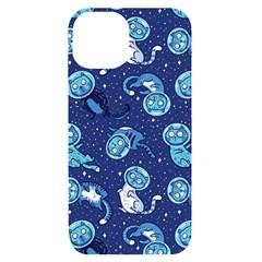 Cat Astronaut Space Suit Pattern Iphone 14 Black Uv Print Case by Cemarart