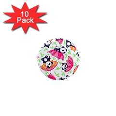 Panda Umbrella Pattern 1  Mini Magnet (10 Pack) 