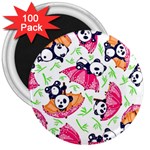 Panda Umbrella Pattern 3  Magnets (100 pack) Front