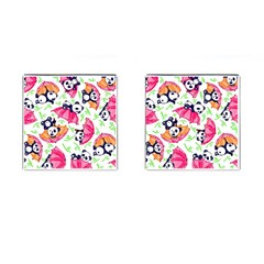 Panda Umbrella Pattern Cufflinks (square)