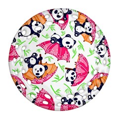 Panda Umbrella Pattern Ornament (round Filigree)