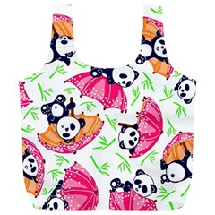 Panda Umbrella Pattern Full Print Recycle Bag (xl) by Cemarart