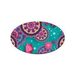 Floral Pattern Abstract Colorful Flow Oriental Spring Summer Sticker (oval)