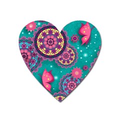 Floral Pattern Abstract Colorful Flow Oriental Spring Summer Heart Magnet