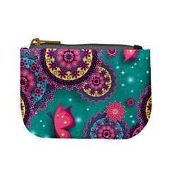 Floral Pattern Abstract Colorful Flow Oriental Spring Summer Mini Coin Purse