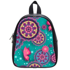 Floral Pattern Abstract Colorful Flow Oriental Spring Summer School Bag (small)