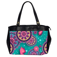 Floral Pattern Abstract Colorful Flow Oriental Spring Summer Oversize Office Handbag (2 Sides)