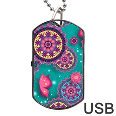 Floral Pattern Abstract Colorful Flow Oriental Spring Summer Dog Tag Usb Flash (one Side)