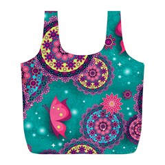 Floral Pattern Abstract Colorful Flow Oriental Spring Summer Full Print Recycle Bag (l)