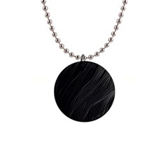 Abstract Art Black White Drawing Lines Unique 1  Button Necklace