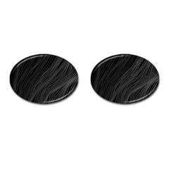 Abstract Art Black White Drawing Lines Unique Cufflinks (oval)