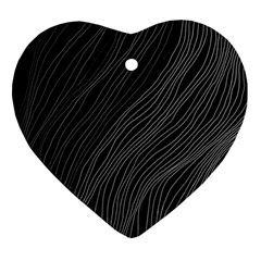 Abstract Art Black White Drawing Lines Unique Heart Ornament (two Sides)