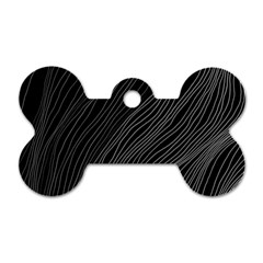 Abstract Art Black White Drawing Lines Unique Dog Tag Bone (two Sides)