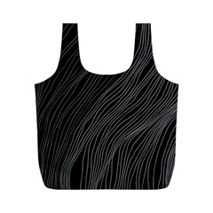 Abstract Art Black White Drawing Lines Unique Full Print Recycle Bag (m)