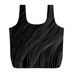 Abstract Art Black White Drawing Lines Unique Full Print Recycle Bag (l)