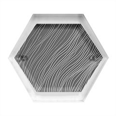 Abstract Art Black White Drawing Lines Unique Hexagon Wood Jewelry Box by Cemarart