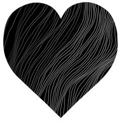 Abstract Art Black White Drawing Lines Unique Wooden Puzzle Heart by Cemarart