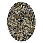 Brown Vintage Floral Pattern Damask Floral Vintage Retro Ornament (Oval) Front