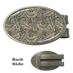 Brown Vintage Floral Pattern Damask Floral Vintage Retro Money Clips (oval) 