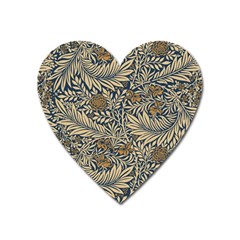 Brown Vintage Floral Pattern Damask Floral Vintage Retro Heart Magnet