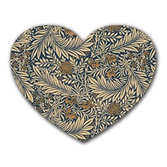 Brown Vintage Floral Pattern Damask Floral Vintage Retro Heart Mousepad