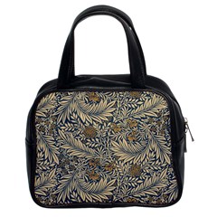 Brown Vintage Floral Pattern Damask Floral Vintage Retro Classic Handbag (two Sides)