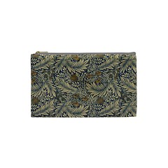 Brown Vintage Floral Pattern Damask Floral Vintage Retro Cosmetic Bag (small)