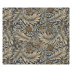 Brown Vintage Floral Pattern Damask Floral Vintage Retro Two Sides Premium Plush Fleece Blanket (small)