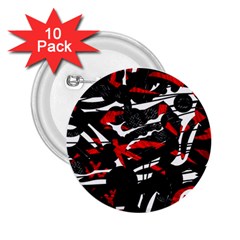 Shape Line Red Black Abstraction 2 25  Buttons (10 Pack) 