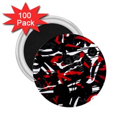 Shape Line Red Black Abstraction 2 25  Magnets (100 Pack) 