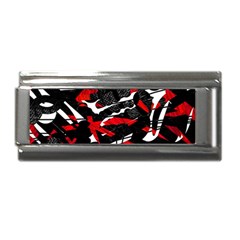 Shape Line Red Black Abstraction Superlink Italian Charm (9mm) by Cemarart