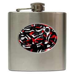 Shape Line Red Black Abstraction Hip Flask (6 Oz)