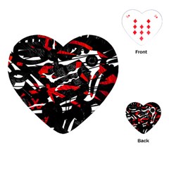 Shape Line Red Black Abstraction Playing Cards Single Design (heart)