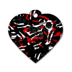 Shape Line Red Black Abstraction Dog Tag Heart (two Sides) by Cemarart
